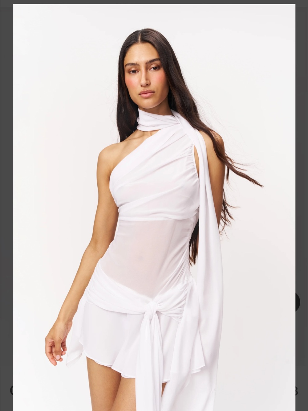 Danielle Guizio White One-Shoulder Draped Mini Dress